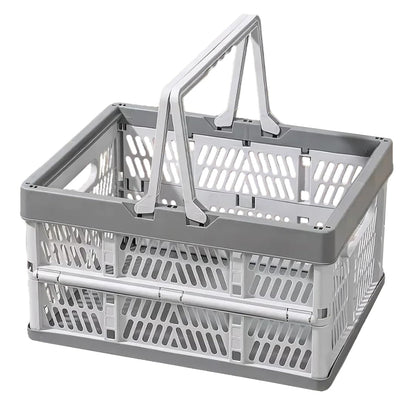 YTAONS Collapsible Storage Crate with Handles, 20L Foldable Plastic Basket, Organizer Container (Light gray, M)