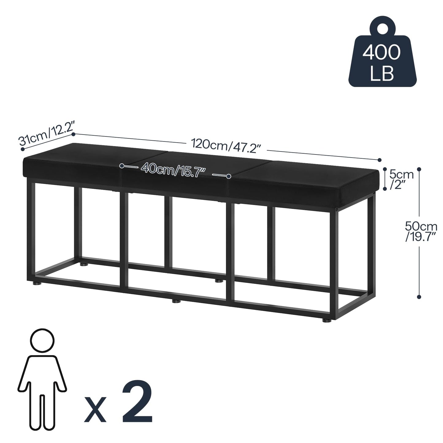 HOOBRO Dining Bench, Dining Room Bench with PU Leather Upholstered Seat, for Kitchen, Living Room, Hallway, Kitchen, Entryway, Bedroom, Black BB46CD01