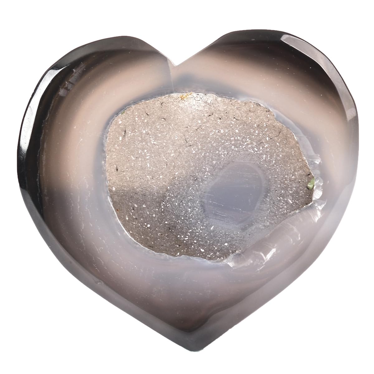 JIC Gem Large Heart Crystal Agate Geode Druzy Palm Worry Stone Reiki Crystals and Healing Stones 3.1-3.5"(80-90mm)