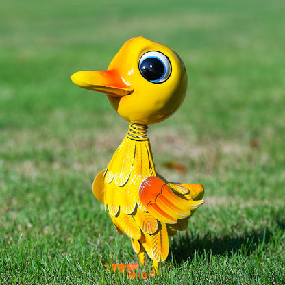 YELENEW Metal Garden Statue Decor for Outside,Yellow Duck Garden Sculptures Lawn Ornaments Garden Yard Art for Backyard Patio Decoration