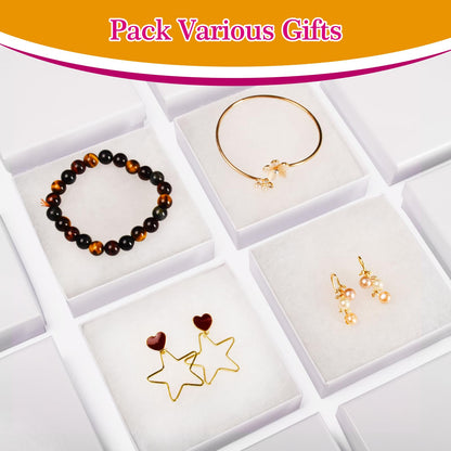 Foraineleyo Cardboard Jewelry White Gift Boxes 20 Pack3.5×3.5×1 inches, Small Cardboard Jewelry Boxes with Cotton Filled and Lids,its apply to displaying necklaces, rings, bracelets, earrings