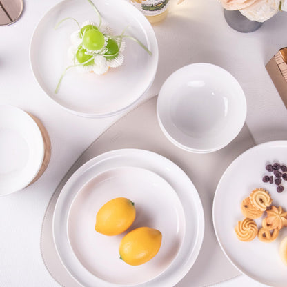 Anveena Dinnerware Set for 4, 12 Piece Plates and Bowls Set, White Porcelain Dish Set Microwave Safe Dishwasher Safe Chip Resistant for Everyday Dining