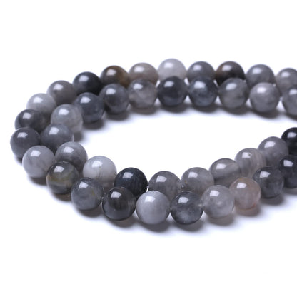 35PCS 10MM Natural Grey Crystal Beads Round Loose Stone Beads for Jewelry Making DIY Energy Stone Healing Power Bracelet 15"