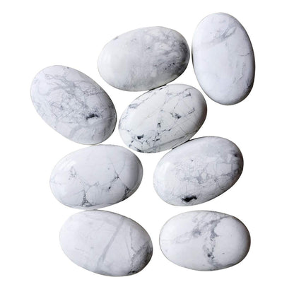 Loveliome Natural White Howlite Turquoise Oval Polished Worry Stones, Healing Crystal Indoor Fountain Stones Massage Energy Anxiety Relief Items