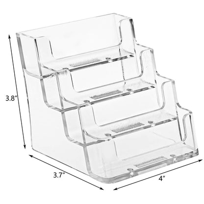 Hedume 4 Pack Acrylic Business Card Holder, 4-Pocket Clear Business Card Display, Plastic Business Card Stand for Desk or Counter, Home & Office
