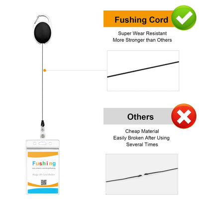 Fushing 20Pcs Retractable ID Badge Holders ID Badge Reels with Clip Retractable Badge Holders for Office Worker Doctor Nurse (Black)
