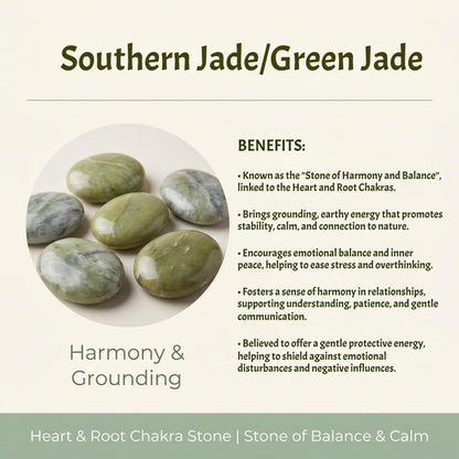 Loveliome Natural Green Jade Oval Polished Worry Stones, Healing Crystal Indoor Fountain Stones Massage Energy Anxiety Relief Items