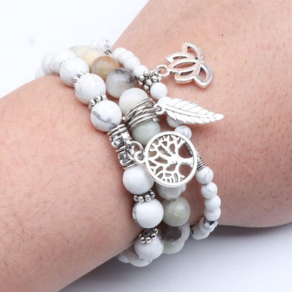 UEUC Tree of Life Yoga Healing Stone Bracelets,Multilayer Lotus Chakra Stone Reiki Bracelet Sets,Anxiety Crystal Natural Stone,for Women Stress Relief(#172)