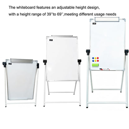 Upgraded A-Frame Whiteboard, 24 * 36‘’，360° Double-Sided Magnetic Dry Erase Board, Height Adjustable Standing Easel with Smooth Non-Slip Base for Home, Office, Classroom, Drawing
