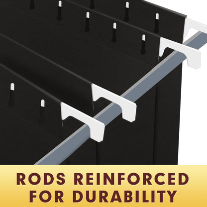 HERKKA Hanging File Folders, 30 Pack Reinforced Letter Size Hanging Folders, Designed for Bulky Files, Filing Cabinet, 1/5-Cut Adjustable Tabs (Black)