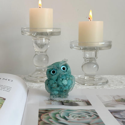 XYLIBLLA Hand-Carved Natural Crystal Owl Statue Owl Decor ，Green Owl Figurine, Animal Figurines Desk Decor and Owl Gifts for Women.（Turquoise）