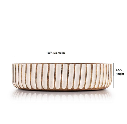 Kimona Fruit Bowls Wood Fruit Bowl or Decorative Bowl for Table Décor for Kitchen Counter or Farmhouse Christmas Centerpiece (10" X 10" X 2.5")