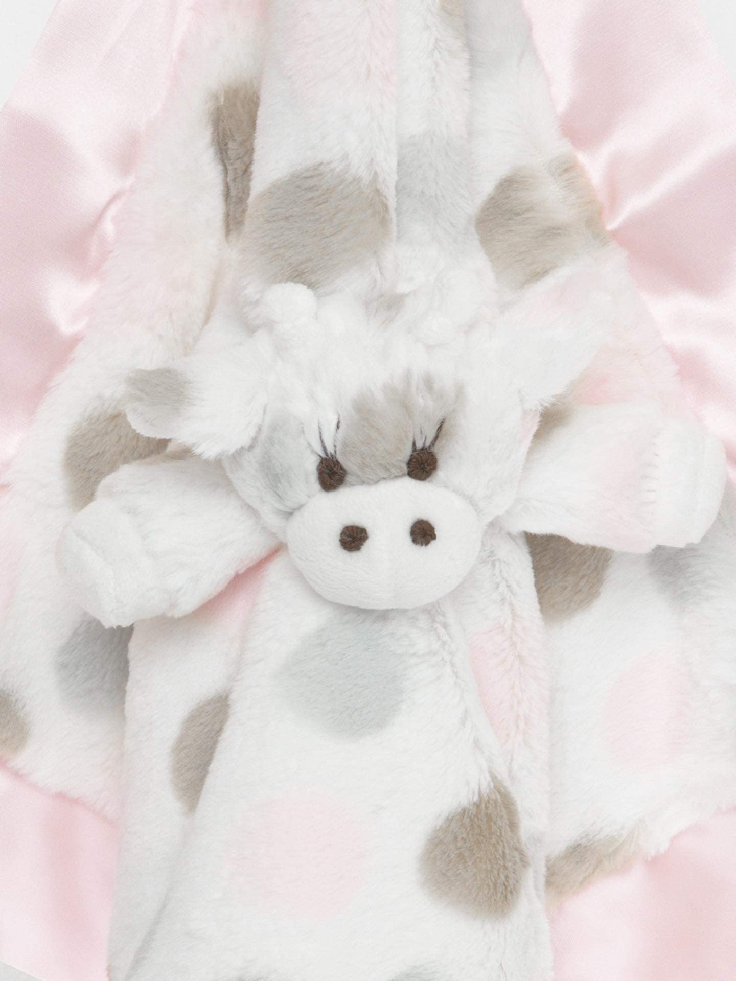 Little G Ultra-Plush Giraffe Lovey Blanket 17″ × 17″ – Baby Security Blanket, Soft Faux Fur & Satin Trim, Newborn Gift for Girls & Boys, Machine-Washable - Pink