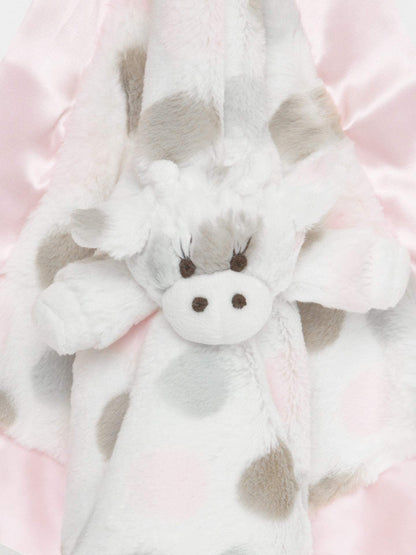 Little G Ultra-Plush Giraffe Lovey Blanket 17″ × 17″ – Baby Security Blanket, Soft Faux Fur & Satin Trim, Newborn Gift for Girls & Boys, Machine-Washable - Pink