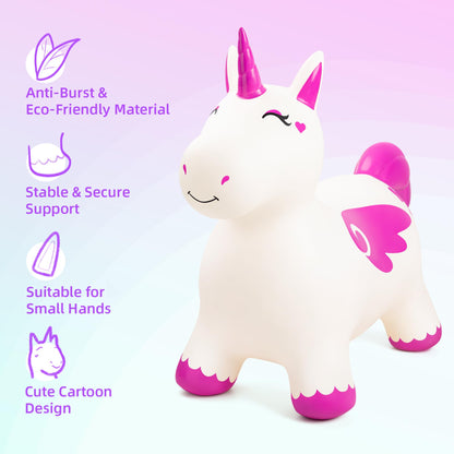 EVERICH TOY Bouncy Horse Unicorn Toys for Kids, Inflatable Bouncing Animal Hopping Toys, Outdoor Indoor Ride On Bouncer, Boys Girls Birthday Gift for 18 Months 2 3 4 5 6 Years Old Toddler