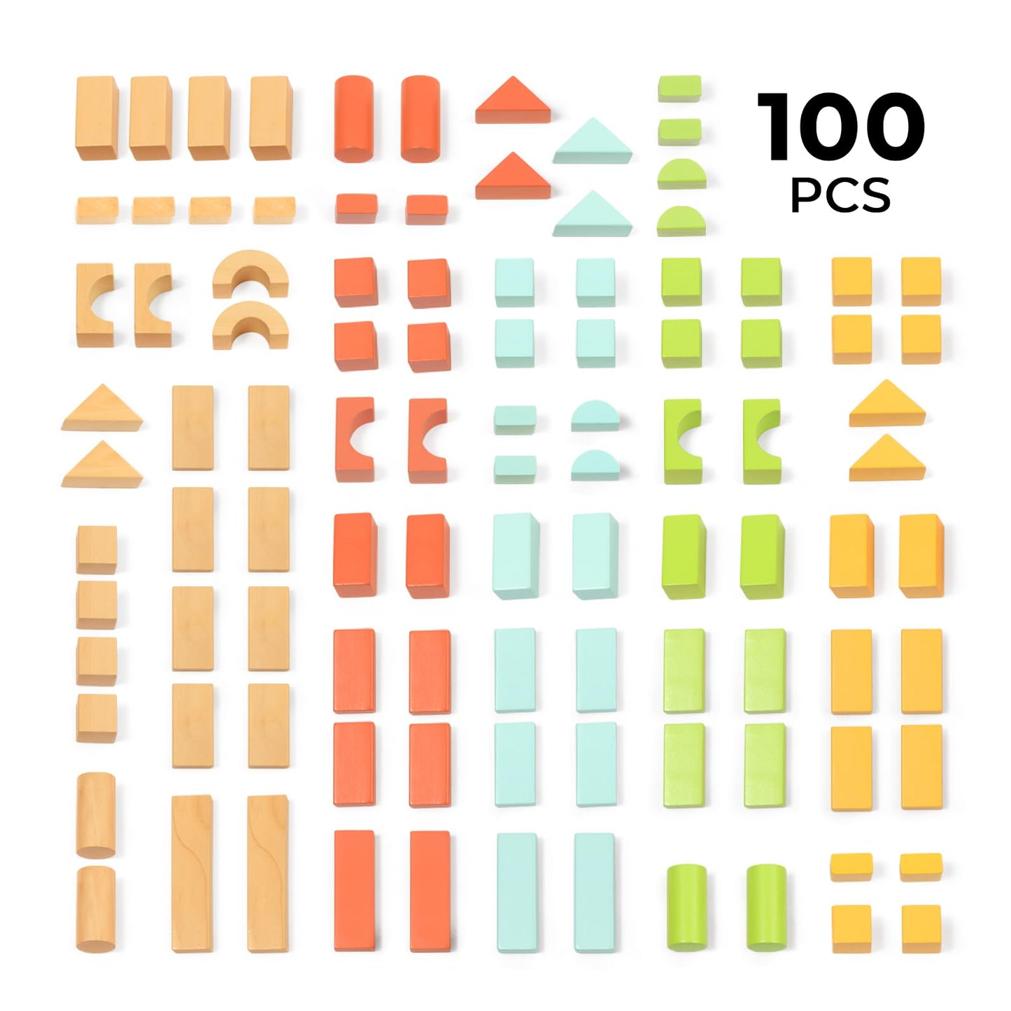 MEEYOO 100pcs Wooden Blocks for Toddlers 1-3, Building Blocks for Toddlers 1-3, Wooden Block for Baby Shower with Storage Bucket, Montessori Toys for Preschool Girls and Boys
