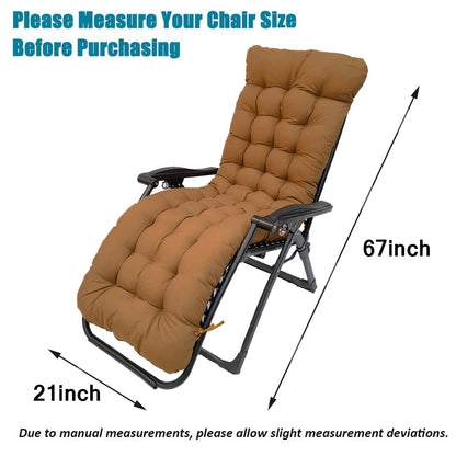 Shapeazy Sun Lounger Chair Cushions, 67-inch Lounge Chaise Cushion Sun Lounger Mattress with Non-Slip Back Elastic Sleeve for Garden Outdoor/Indoor/Sofa/Tatami/Car Seat/Bench (Coffee)
