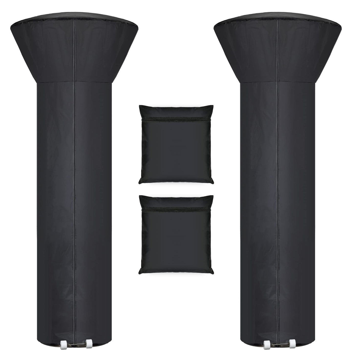[2 Pack] Patio Heater Covers with Zipper and Storage Bag,Waterproof,Dustproof,Wind-Resistant,Sunlight-Resistant,Snow-Resistant,Black,89'' Height x 33" Dome x 19" Base