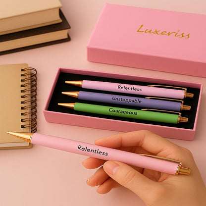 Luxeviss 3 Pcs Inspirational Pens Quotes Ballpoint Pen with Stylus Tip Gifts for School Coworkers Office Supplies Black Ink