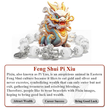 SoulPulse Lucky Pixiu Feng Shui Money Bracelet to Attract Wealth and Money,Elastic Cat eye Crystal Beaded Bracelets for Women Men,Fashion Charm Bracelet used for Work,Casual and Daily Wear
