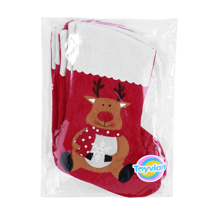 Christmas Holiday Stockings Christmas Hanging Bags 6PCS Red Felt Xmas Tree Decorations Santa Snowman Reindeer Treat Bag