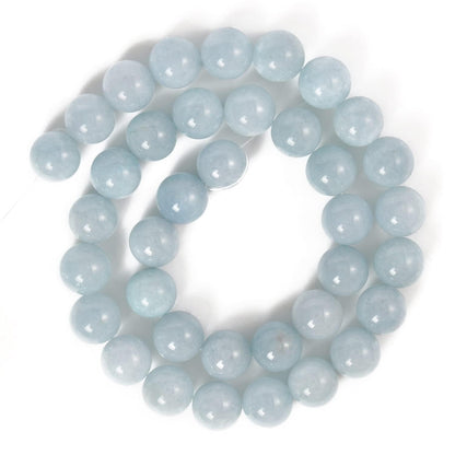 About 45pcs 8mm Natural Stone Beads Aquamarine Beads Crystal Gemstone for Jewelry Making, DIY Bracelet Necklace