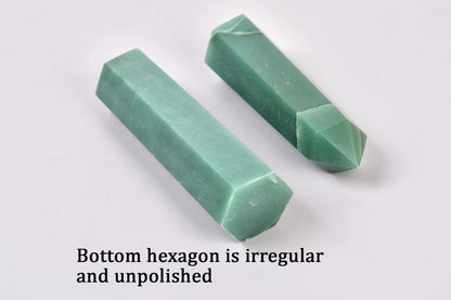 AMOYSTONE 1PC Green Aventurine Wand Natural Healing Crystal Hexagonal Column 6 Faceted Small Green Stone Tower Reiki Yoga 0.6-1.1 Lbs