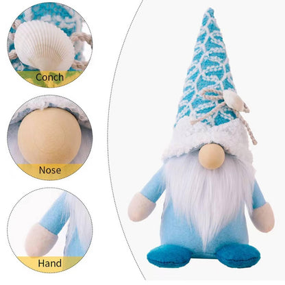 ALYRMEI Summer Gnomes Decorations, Beach Gnome Plush Decor for Home Ocean Day Gnomes Tiered Tray Decor Handmade Tomte Swedish Nisse Scandinavian Elf Dwarf,Birthday Gnome Gifts, White