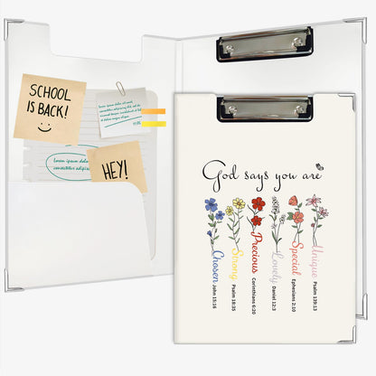 Lacama Christian Gifts for Women，Inspirational Clipboard for Women, God Says You are Folders with Metal Clip for Teachers Students, Christian School Office Supplies, 12.4x9.25 in
