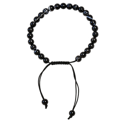 Amazing Gemstone Black Sulemani Hakik Bracelet for Women Men's Gifts - Protection Healing Crystal Bracelet - 6mm Gemstone Beaded Adjustable Bracelet Pulseras Para Hombres Mujer Stocking Stuffers