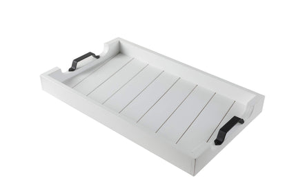 Bamboo Land- Large Wooden Serving Tray with Handle, 20” X 12’’, White, Wooden Tray with Handles, Serving Tray with Handles