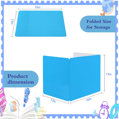 EARTHSON 12 Pcs Desk Dividers for Students, Coated Paper Privacy Shields Folder for Students, Privacy Folders for Students Desks, Test Divider Classroom Teacher Supplies Office Home, Blue