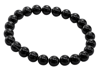 Amazing Gemstone Black Tourmaline Bracelet for Women Men's Gifts - Protection Healing Crystal Bracelet - 8mm Beaded Stretchable Bracelet Pulseras Para Hombres Mujer Stocking Stuffers (Regular)