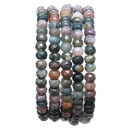 BEADIA Faceted Natural India Agate Stone Rondelle 4x6mm Loose Semi Gemstone Beads for Jewelry Making 38cm