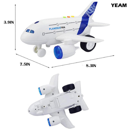 OCCAFY Airplane Toys for Toddlers,Friction Powered Toy Plane for Kids,1:200 Scale Aircraft with Flashing Lights and Sounds for Boys & Girls,Toy Vehicles