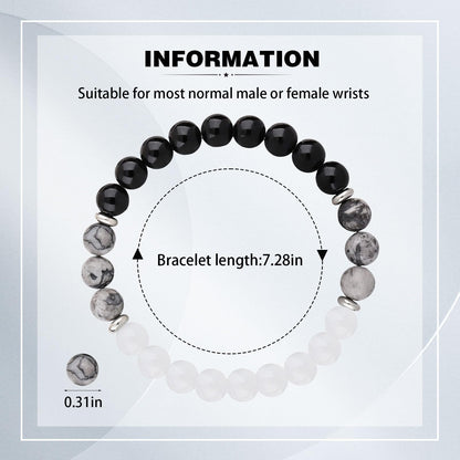 Lucky And Protection Bracelet,8mm Healing Crystal Bracelet,Stress Relief Anxiety Yoga Bracelet Brings Lucky Charm Presents
