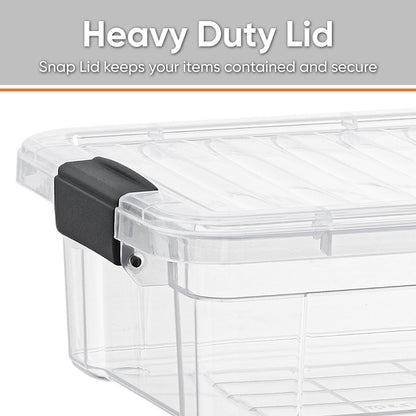 Superio Clear Storage Boxes with Lids, 1.27 Quart Plastic Container Bins for Organizing, Stackable Crates, BPA Free, Non Toxic, Odor Free, Organizers for Home, Office and Dorm
