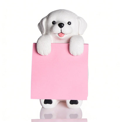 Dog Pop-up Sticky Note Dispenser, Includes 1 Pad of 3x3 in Super Sticky Notes, 100 Sheets, Resin Cute Handmade Desk Holder for Office & Home