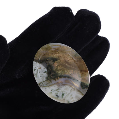 Chakra Worry Stones for Anxiety Crystal Thumb Palm Stone Handcarved Polished Oval Gemstone Chakra Decor Thoughtful Gifts 2PCS (Moss Agate)