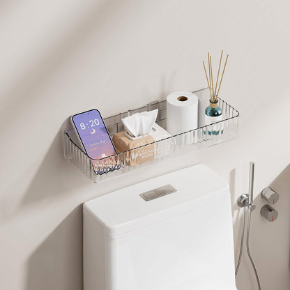 ZEXALOR Wall Mount Organizer for Kicthen, Bathroom, Dresser, Office, Pantry Storage and Organization - Clear Long Wall Basket Storage, Cabinet Door Organizer (13.9×4.7×2.8")