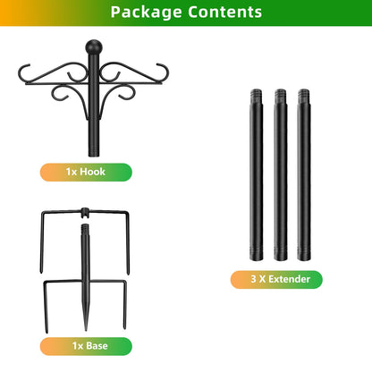 PIYILO Shepherds Hooks for Outdoor, 2 Pack 76.8 in Heavy Duty Bird Feeder Pole, Thickened Double Shepherd Hook Stand for Hanging Plants, Lanterns, Solar Lights, Wind Chime, Hummingbird Feeder, Garden
