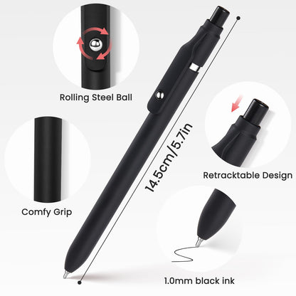 Sooez 40 Pack Bulk Pens Ballpoint, Black Ink Pens for Smooth Writing, Quick Dry Ball Point Pens Black, Medium Point 1.0mm Fidget Pens for Journaling, Office Supplies for Nurse Server, Note Taking