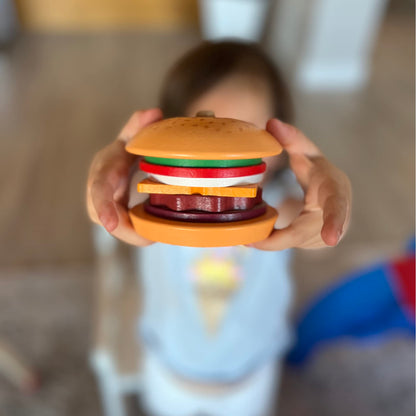 Montessori Mama Stacking Hamburger, Create a Burger Sequencing Stacker, Occupational Therapy Toys, Multi Cultural Play Food Sorting Toy