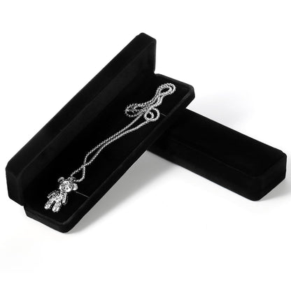 Fasmov 8 Pieces Long Velvet Jewelry Chain Necklace Gift Box Set, Black Velvet Jewelry Boxes Jewelry Present Boxes, Necklace Storage Case for Wedding Engagement Christmas Anniversaries Birthday