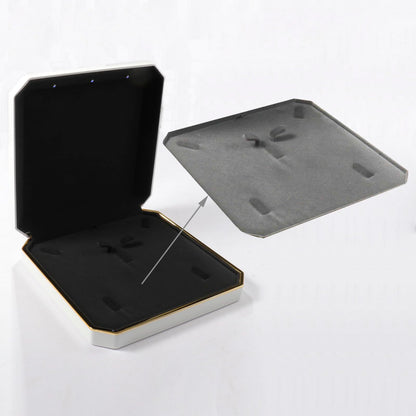 HSLFUAI Necklace Box with Led,Jewelry Box for Necklace, Large Necklace Box,Jewelry Gift Box for Wedding, Birthday, Valentine' Day, Mother'S Day, Christmas,Black Velvet Interior Necklace Organizer