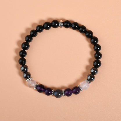 Gracayfr Empath Protection Bracelet Black Tourmaline Hematite Amethyst Rose Quartz Labradorite Beaded Transformation Emotional Healing Crystal Items Jewelry Halloween Christmas Day Gifts For Women Five