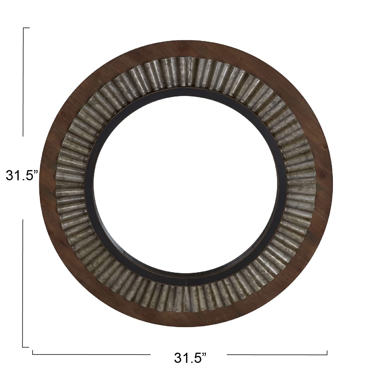 Household Essentials Household Essentials Wood Framed Sunburst Metal Mirror, Brown