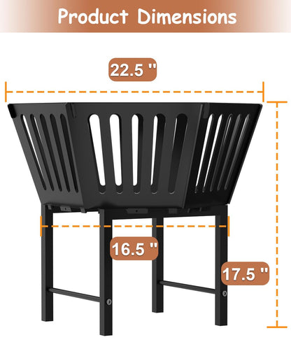 Waaliji 22.5 Inch Portable Hexagon Fire Pit with Travel Bag — Heightened Smokeless Design Outdoor Wood Burning Fire Pit for Camping, Backyard, Patio, Bonfire, Picnic and BBQ, Vertical Hollow Style