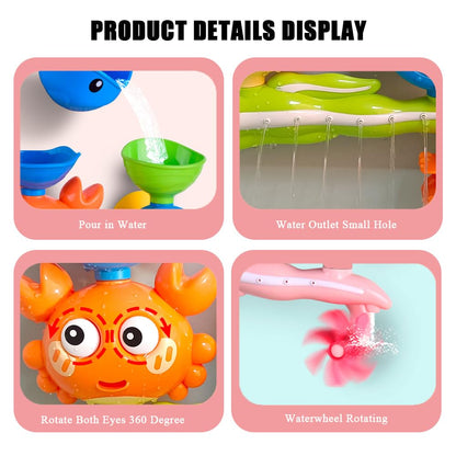 Baby Bath Toys for Kids Ages 1-3, Crab Bathtub Water Toys for Toddler 2-4, Mold Free Bath Toys W/ Suction Cup for Babies 6-12 Months Boys Girls Infant Gifts (Orange)