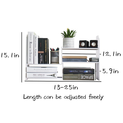 YGYQZ Adjustable PVC Desktop Organizer Storage Rack - White Desk Shelf for Office, Women, Dormitory & Home Decor